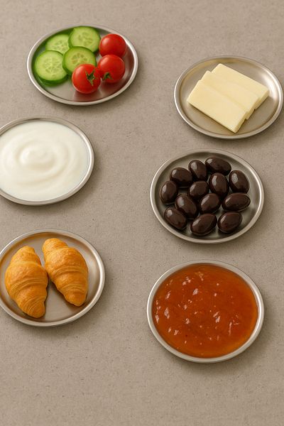 Mirilliahome Set of 6 Silver Color Stainless Steel Breakfast Presentation Plates - 10 cm