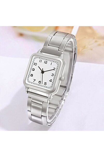 REDz Accessories Ceas Grace Classic, pentru femei, aspect clasic elegant, cuarț, pătrat, metalic, argintiu și alb