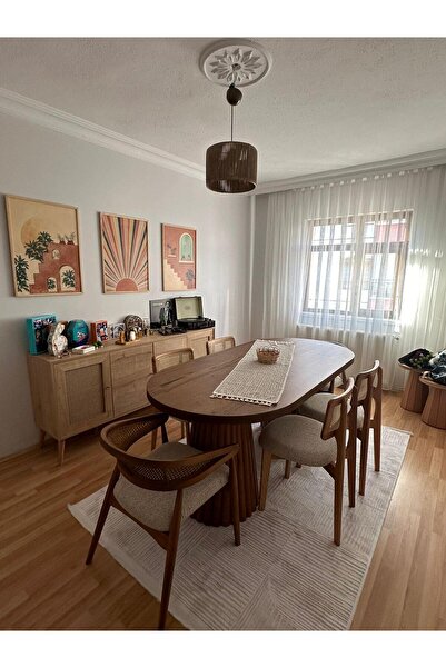 SEZBİL Bohem Gazel Zion Masa Takımı Ahşap Masa Takımı 6 Kişilik Masa Sandalye Takımı İskandinav Takım