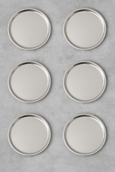 Mirilliahome Set of 6 Silver Color Stainless Steel Presentation and Cake Plates - Tray