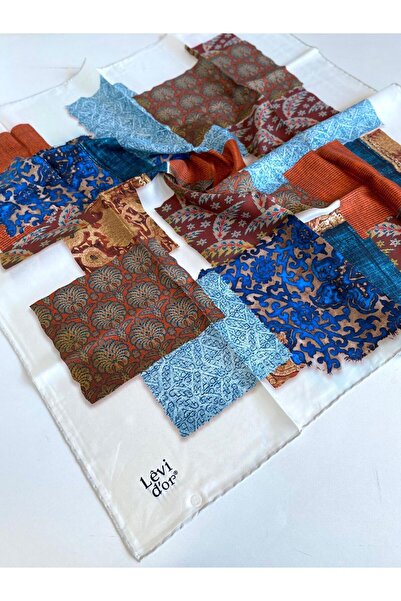 Levidor Eșarfă de mătase Tivil 46951 alb cu model mixt