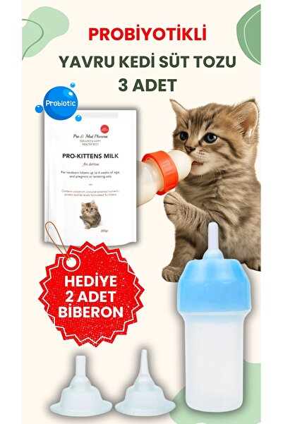 vettoptan 2 Adet Kedi Biberon Hediye 3 Adet Yavru Kedi Süt Tozu 200 gr Yavru ...