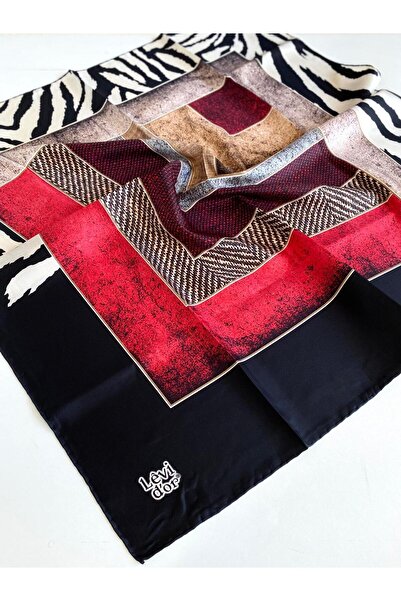 Levidor Eșarfă de mătase Tivil 46969 Negru cu model mixt