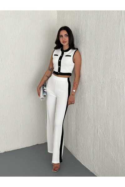 Butik Merrline жіночі підв'язки з нульовим рукавом жилет на ґудзиках жилет жилет з високою талією лайкра широкі штани брюки подвійні брючний костюм