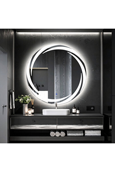 lumora mirror design Whirilwind Beyaz Led'li Lazer Kumlamalı Lavabo & Banyo A...