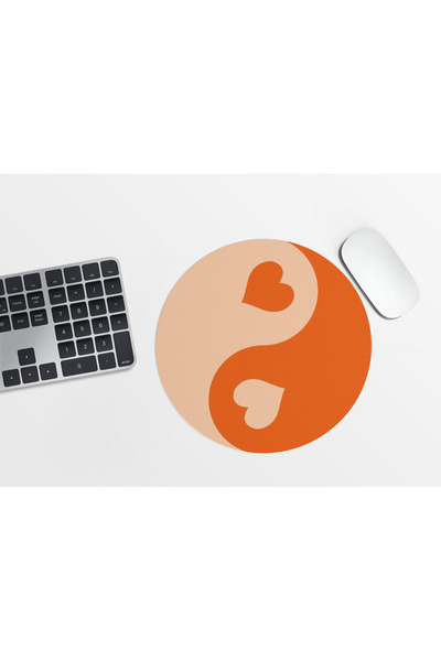 Akumastik Оранжева кръгла подложка за мишка Ying Yang - 20 см - Y2k