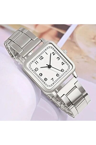 REDz Accessories Ceas Grace Classic, pentru femei, aspect clasic elegant, cuarț, pătrat, metalic, argintiu și alb