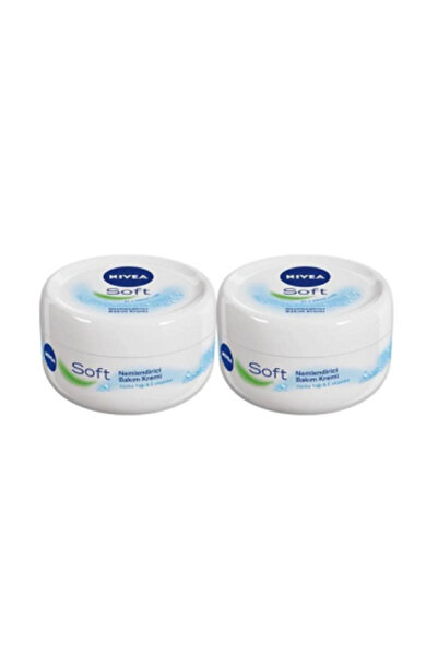 NIVEA Soft Nemlendirici Vücut Bakım Kremi 200ml, El Yüz Vücut, E Vitamini, Jojoba Yağı, X2 Adet