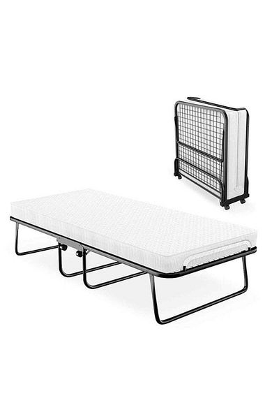 Generic Folding bed with memory foam mattress and sturdy metal frame for storage space 190x80cm Black