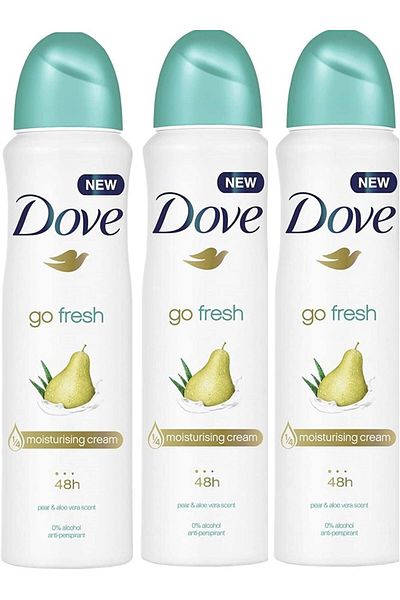 Dove Deodorant Aerosol 250 ml – [Pack of 3] Go Fresh with Pear and Aloe Vera
