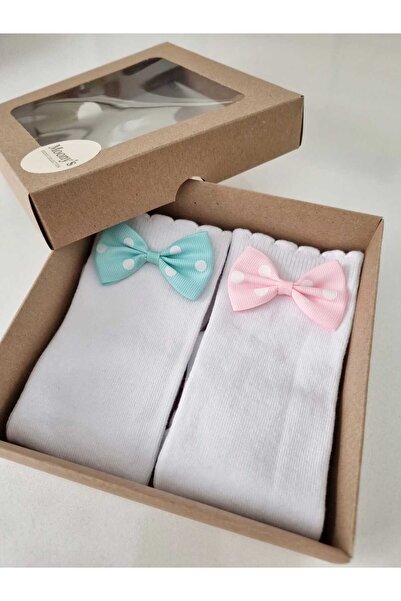 Moonys Socks Collection Комплект от 2 чифта високи чорапи за момичета с папий...