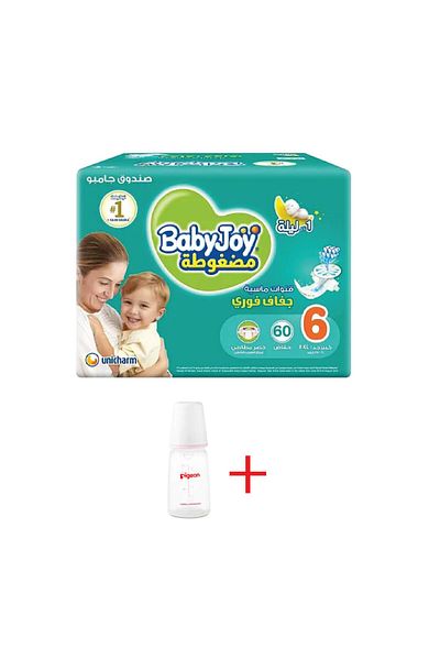 BabyJoy Baby Joy Diapers Box Size 6 60 Count + Pigeon Plastic Bottle 120ml