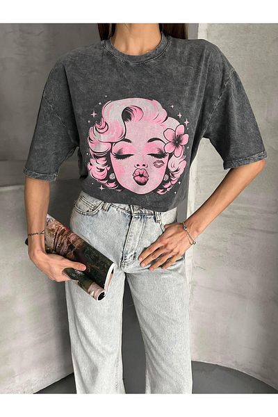 FERZOLAİO Moore Silhouette Printed Anthracite T-Shirt