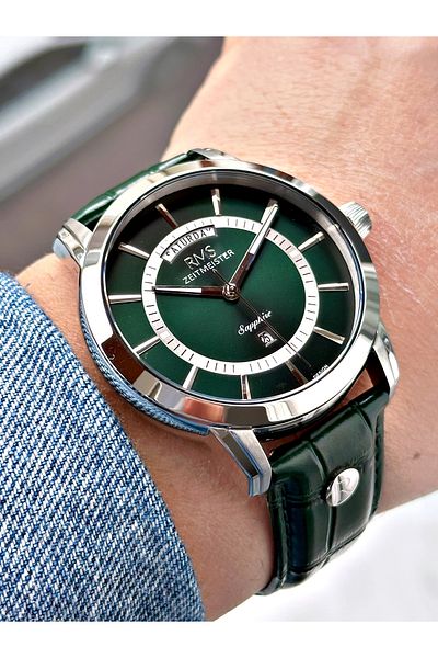 Romanson With Calendar Sapphire Glass 24 Months Guarantee Leather Band Steel Case Men's Wristwatch 1632.05Sz