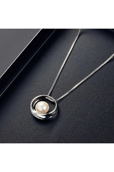 Ayzen Round Pearl Necklace Earrings Set