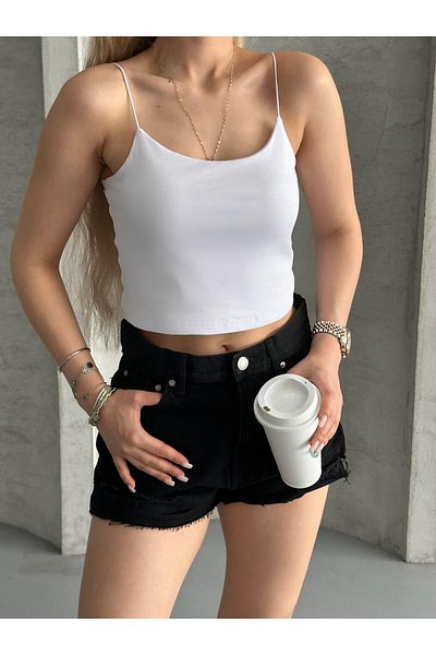 FERZOLAİO Thin Strap White Tank Top