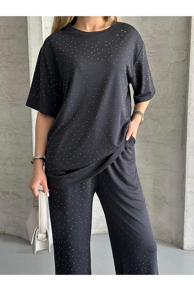 FERZOLAİO Stoned Soft Anthracite Double Set
