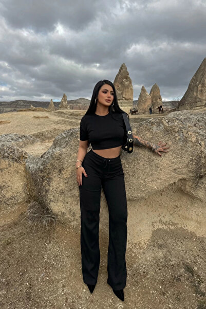 Siner Fashion 3-Piece Women's Crop Wide Leg Pants Bottom Top Set