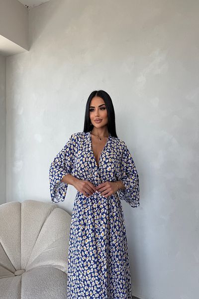 LİLA İSTANBUL Rochie de vară cu mânecă liliac cu guler dublu din țesătură din viscoză