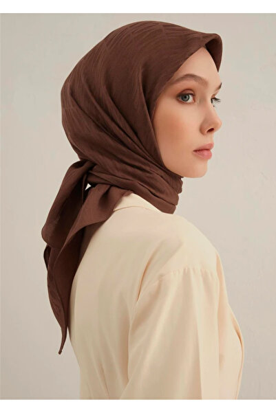 Armine Lyocell Eşarp 3-16 Kahverengi Desenli 47343