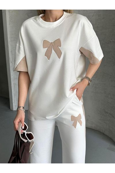 FERZOLAİO Bow Tie White Tracksuit Set