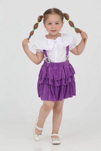 junior baby kids Girl's Bow Tie Short Sleeve Shirt Slopet Skirt Suit
