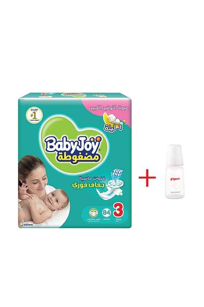 BabyJoy Baby Joy Diapers Size 3 84 Count + Pigeon Plastic Bottle 120ml