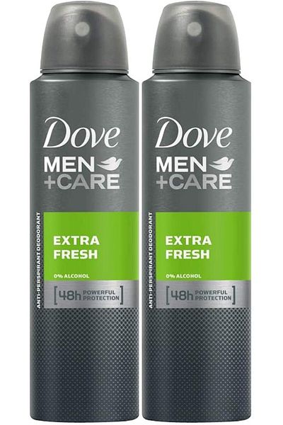 Dove مزيل عرق بخاخ مضاد للتعرق للرجال من مين+كير إكسترا فريش، 150 مل (عبوة من قطعتين)