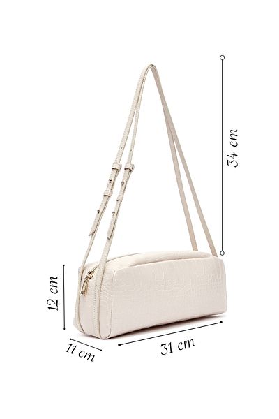 Derimod Women's Cream Crocodile Patterned Shoulder Bag 25Sbd2029E3