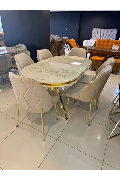 ÜNALMIŞ Yemek Mutfak Masa - 90 X 170 Mdf Lüx Qualty (MASA VE 6 SANDALYE)