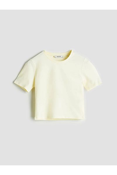 LC Waikiki XSIDE Galben Tricou Crop cu Gât Rotund pentru Femei