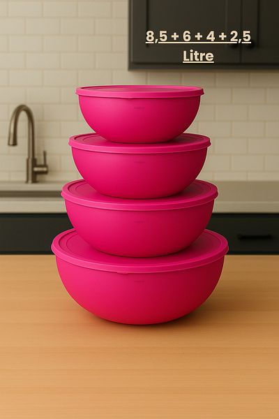 Melkan Home Set of 4 Large Size Storage Containers – Dough Basin with Soft Lid & Flour and Ration Storage Container - Bowls