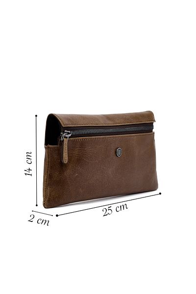 Derimod Men's Brown Leather Mini Handbag 23Wbd3119Cr