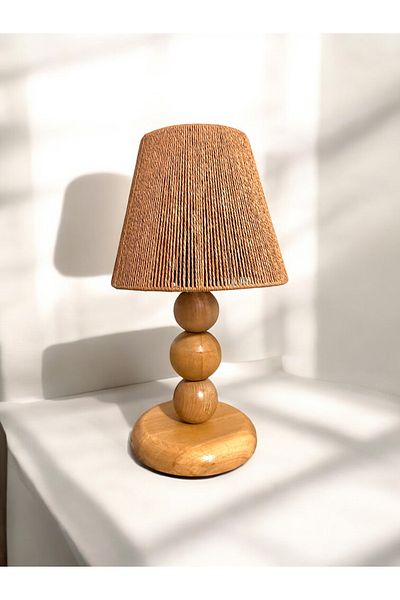 KorFam Wicker Handmade Bohemian Wooden Leg Rustic Lampshade