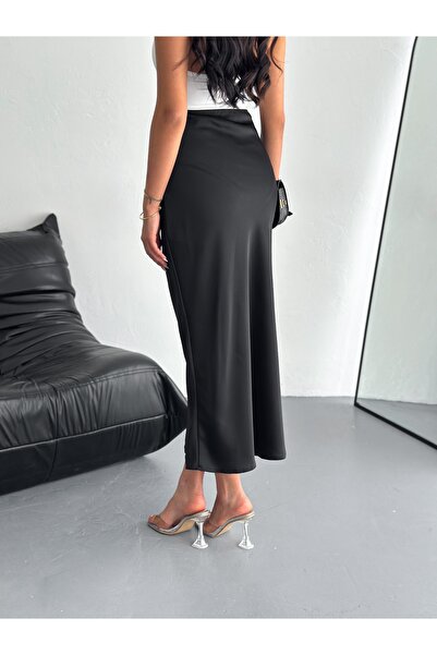 SBL COLLECTİON Fusta lungă de bază din satin pentru femei