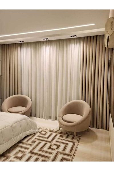 Karesi 1240 Beige Color 1/3 Close Pleat Island Background Curtain