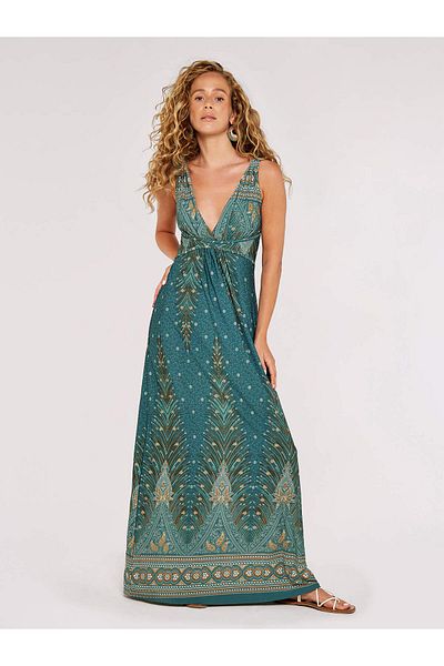 Apricot Paisleymuster Maxikleid