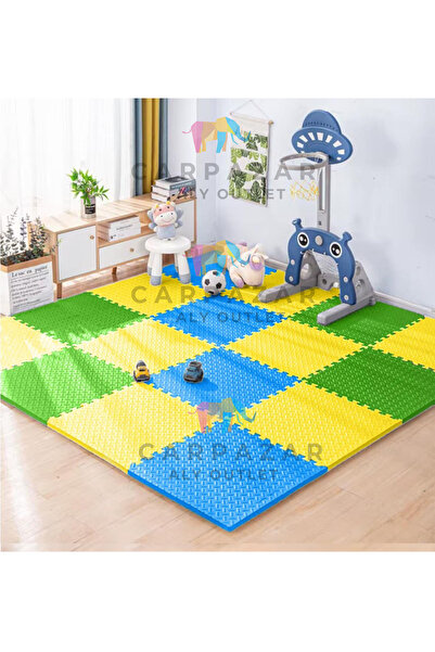 CARPAZAR Tatami Eva Mat Çocuklar İçin Köpük Halı Matı Puzzle Geçmeli Oyun Spor Kaymaz Mat 16 adet 50x50 13mm