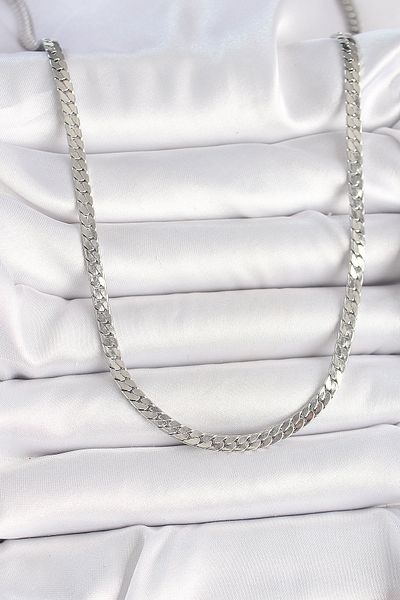 Skygo 316L Steel Silver Color Flat Chain Model Men's Necklace - Tj-Erk1384