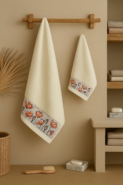 Casnack Ayla Model Printed 2-Piece Bath Towel Set