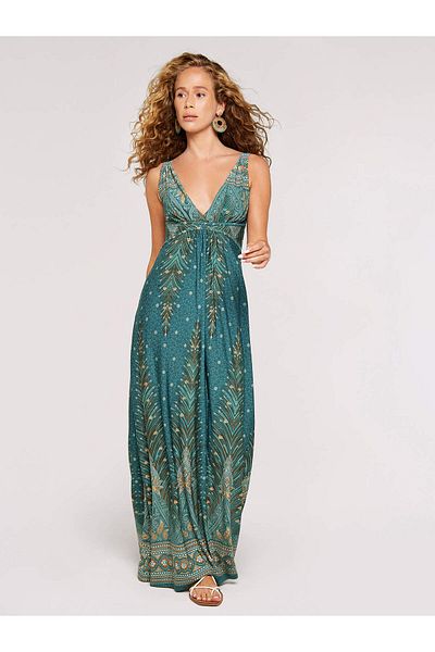 Apricot Paisleymuster Maxikleid