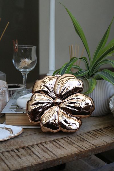 Moom Bag Women's Rose Gold Mica Coated Flower Patterned Evening Dress Bag