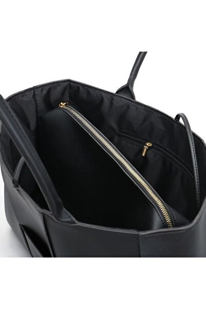 Generic Women's Large Woven Leather Top Handle Shoulder Bag with Extra Large Wallet