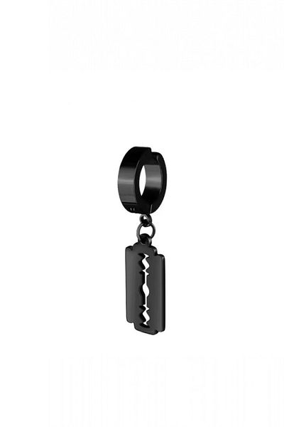 Lynare Compression Trend Magnet Razor Model Dangle Men's Steel Black Earring Ear Cuff 1 Piece