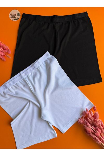 VicTroy Cool Comfort |   Modal Fabric White and Black Color 2-Piece Lycra Basic Short Women's Leggings-Shorts