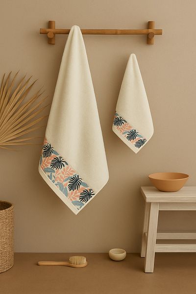 Casnack Ayla Model Printed 2-Piece Bath Towel Set