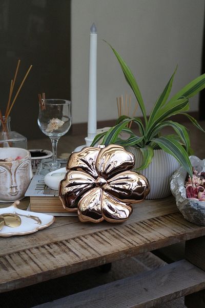 Moom Bag Women's Rose Gold Mica Coated Flower Patterned Evening Dress Bag
