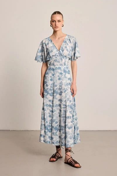 Gusto Fusta lungă din viscoză Butterfly Collection - Albastru