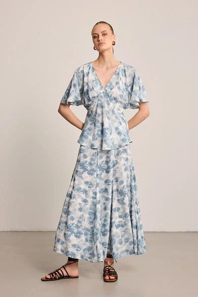 Gusto Bluză din viscoză Butterfly Collection - Albastru