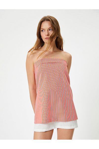 Koton New Season Mini Strapless Dress Layered Look Cotton